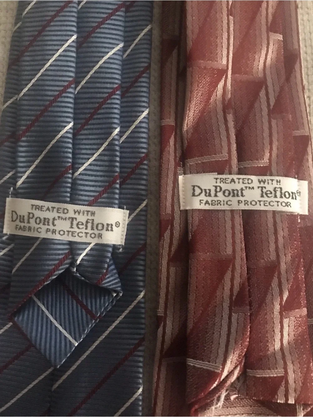 Clip On Ties Blue Stripes & Maroon & Gray Geometric Kids Ties Set Teflon Treated